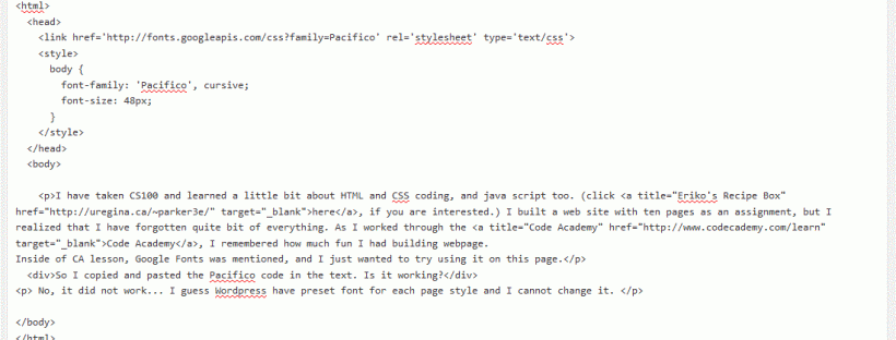 HTML coding screen shot